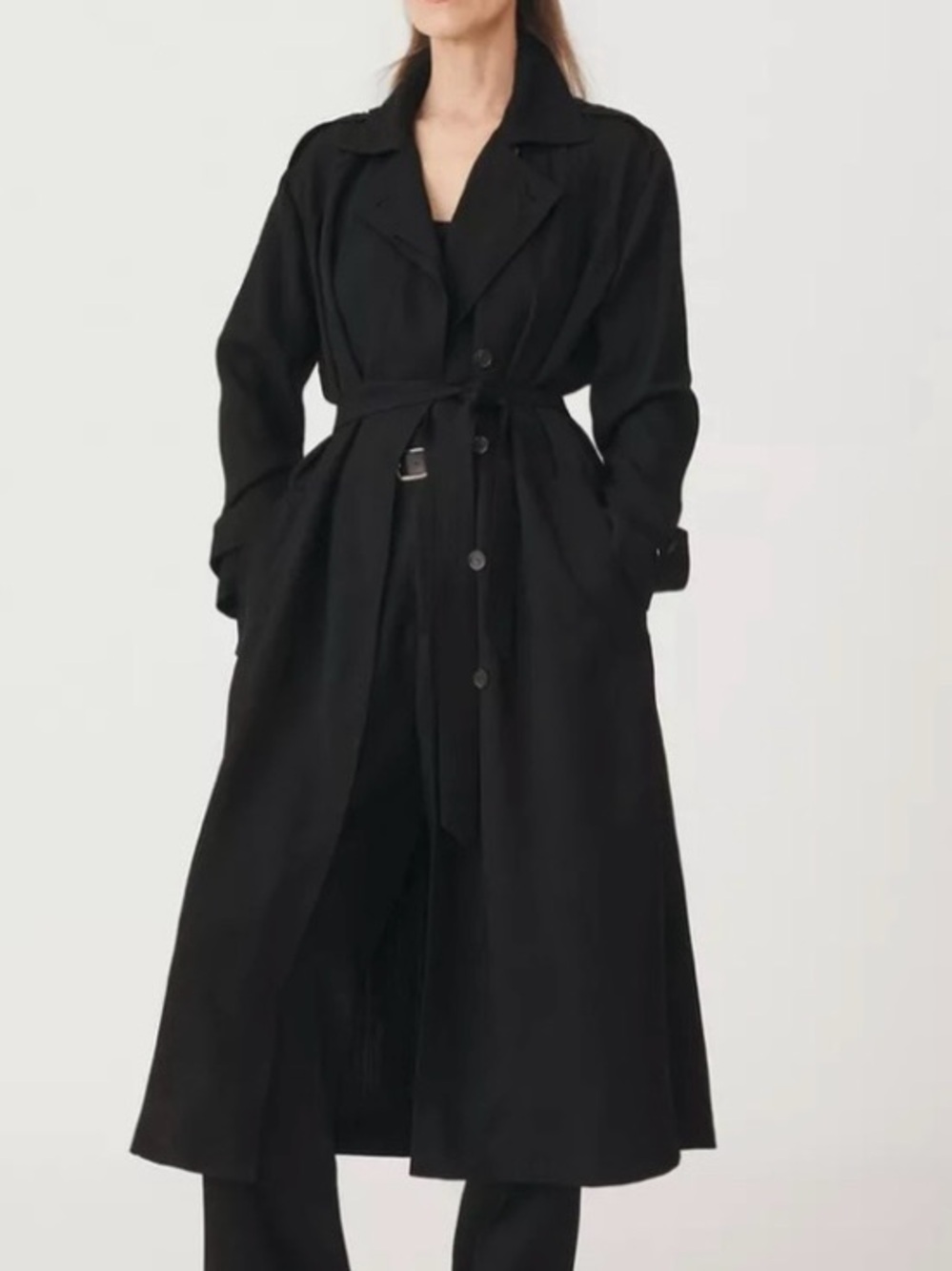 Dynamite Black Trench Coat